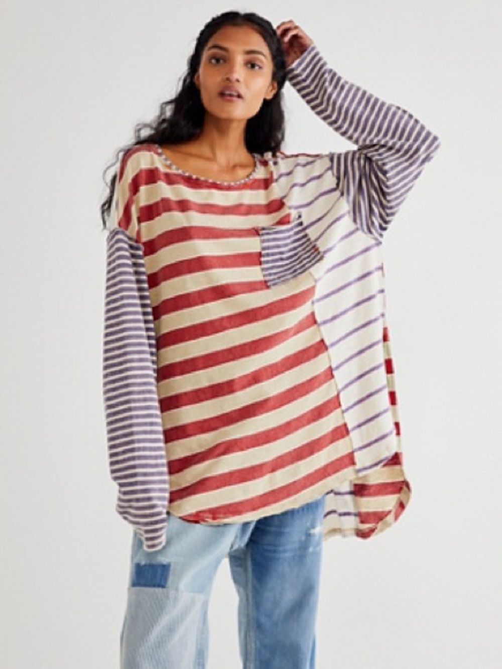 Free People Stripey Prep Tee in Size Small